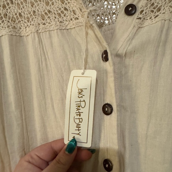 NEW Jens Pirates Booty Ollie Jumpsuit Gauze Cotton Off White Size Small Lace NWT - Picture 6 of 7